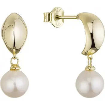 Oblečení a móda Pozlacené náušnice kruhy se zavěšenou říční perlou 21128.1