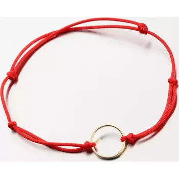 Oblečení a móda Náramek žluté zlato 585 červený provázkový 74-5186ZL-CV délka 19 cm