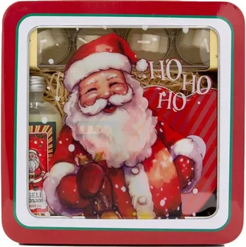 Kosmetická sada Vánoční dárková sada v plechovém boxu - 2x sprchový gel 100 ml, sada svíček a plechová krabička "srdce" - santa