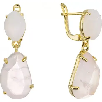 Oblečení a móda Pozlacené náušnice s růženínem a chalcedonem 11740.3