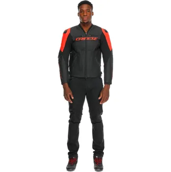 Moto oblečení DAINESE RACING 5 LEATHER JACKET # BLACK/BLACK/RED-FLUO - 62