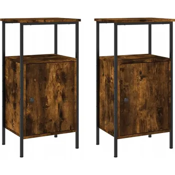 Noční stolek Industriální noční stolek kouřový dub 41 x 31 x 80 cm