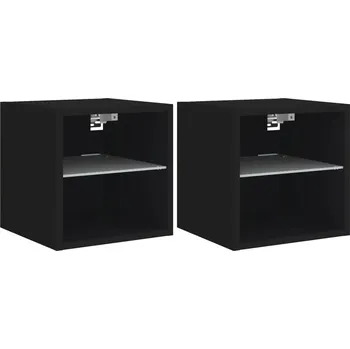 Televizní stolek Nástěnná skříňka pod TV s LED osvětlením 30x28,5x30 cm, černá