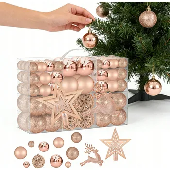 Vánoční dekorace SADA VÁNOČNÍCH BANĚK VÁNOČNÍCH KOULÍ NA STROMEČEK 102x SVÁTEČNÍ OZDOBY NEROZBITNÉ