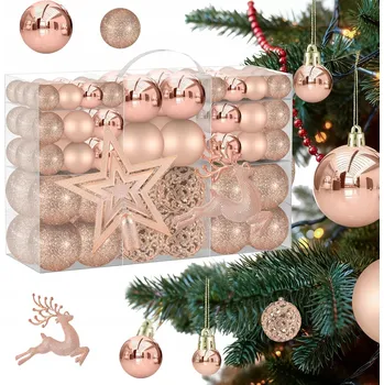 Vánoční dekorace VÁNOČNÍ BAŇKY NEROZBITNÉ VÁNOČNÍ OZDOBY 120 KS XXL SADA