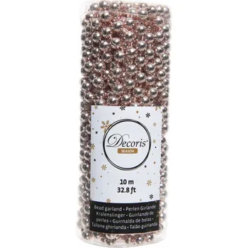 Vánoční dekorace Řetěz z korálků na vánoční stromeček pudrová růžová 10 m