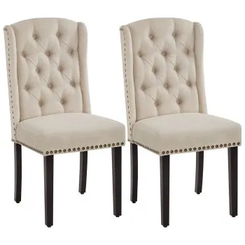 Jídelní židle Sada 2 jídelních židlí 614696 beige 2pcs, béžové - A YAHEETECH