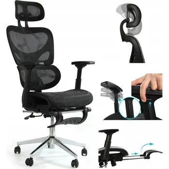 Sesto Senso Ergonomická Kancelářská Židle s Podnožkou Černá 150 kg