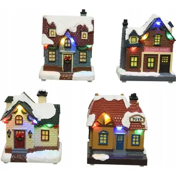 Vánoční dekorace Vánoční domeček z plastu s LED osvětlením 1 Ks.