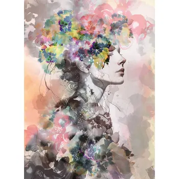 Tapeta Marburg Vliesová obrazová tapeta na zeď, dívka s květinami, 35897, Papis Loveday Fashion Icon, Marburg, velikost 1,98 x 2,7 m