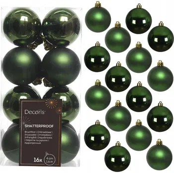 Vánoční dekorace Nerozbitné vánoční Vánoční Baňky - lahvově zeleň , 4 cm, 16 ks