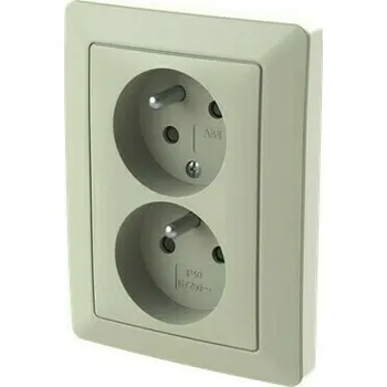 Elektrická zásuvka Zásuvka 230 V dvojnásobná ABB Zoni olivová, bílá