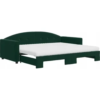 Pohovka Rozkládací pohovka 2v1 s matrací 90x200 cm, tmavě zelená