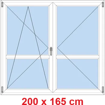 Okno Soft Dvoukřídlé balkonové dveře s příčkou 200x165 cm, otevíravé a sklopné
