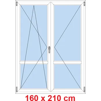 Okno Soft Dvoukřídlé balkonové dveře s příčkou 160x210 cm, otevíravé a sklopné