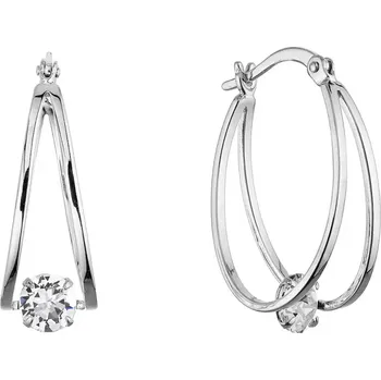 Oblečení a móda Stříbrné náušnice hladké kruhy se Swarovski krystalem 31323.1