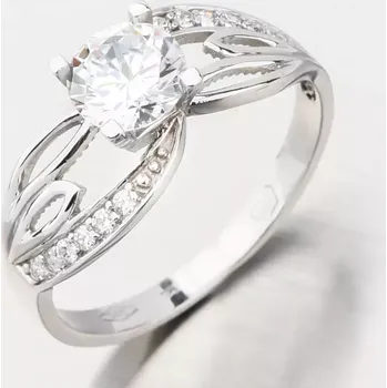 Prsten Dámský prsten bílé zlato 585 zirkon 186P-110465 velikost 50