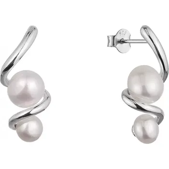 Oblečení a móda Stříbrné náušnice spirála se dvěma říčními perlami 21109.1