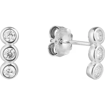 Náušnice Evolution Group s.r.o. Stříbrné náušnice pecky se třemi zirkony pod sebou 11529.1 crystal