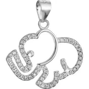 Přívěsek Stříbrný přívěsek slon se zirkony 14038.1 crystal
