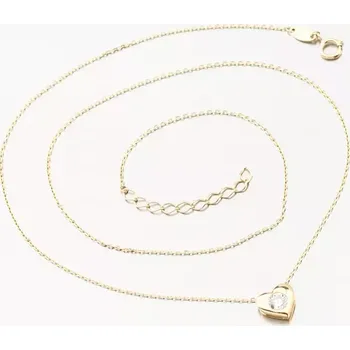 Šperk Dámský náhrdelník žluté zlato 585 zirkon srdce 144P-151273 délka 42 cm