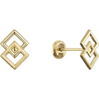 Oblečení a móda Zlaté 14 karátové náušnice pecky kosočtverce 91A00084