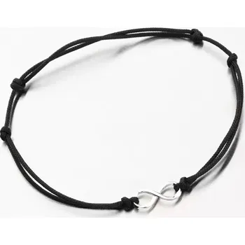 Oblečení a móda Náramek bílé zlato 585 černý provázkový nekonečno 74-5188B-Black délka 18 cm