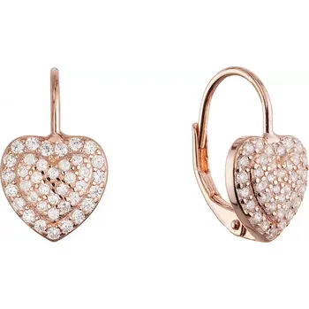 Oblečení a móda Pozlacené stříbrné náušnice třpytivé srdce 11714.1 rose gold