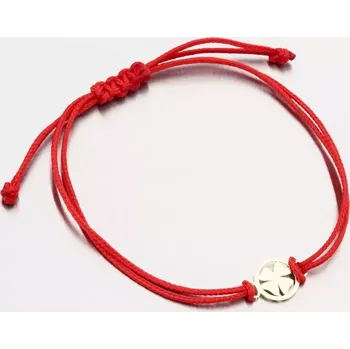 Oblečení a móda Náramek žluté zlato 585 červený provázkový s přívěskem LT14-011-ZL délka 21 cm