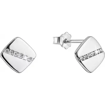 Náušnice Stříbrné náušnice čtverečky se zirkony 11522.1 crystal