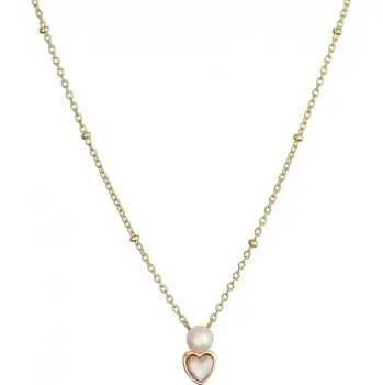 Náhrdelník Pozlacený náhrdelník s říční perlou srdíčko 22055.1