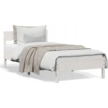 Postel Dřevěná borovicová postel bílá 205,5 x 95,5 x 71,5 cm