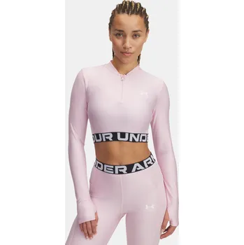 Dámské oblečení Dámské tričko Under Armour HeatGear Rib 1/4 Zip LS 1388692-647 Růžová XXL