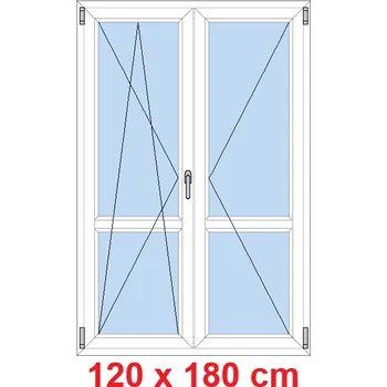 Okno Soft Dvoukřídlé balkonové dveře s příčkou 120x180 cm, otevíravé a sklopné