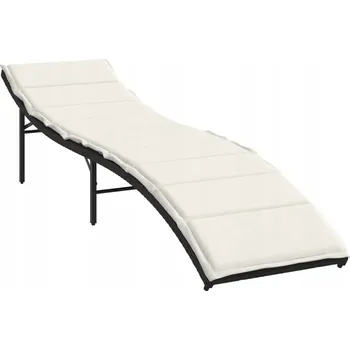 Zahradní lehátko Zahradní lehátko s nastavitelným opěradlem, černé, 55 x 199 x 50 cm