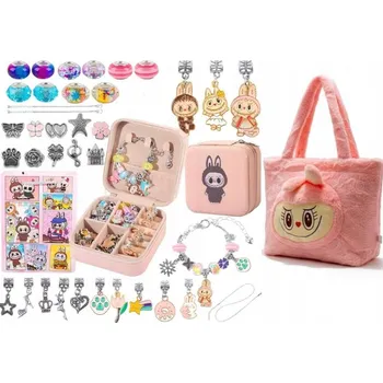 dětská sada na výrobu šperků Sada na výrobu náramků a šperků + plyšová taštička Labubu