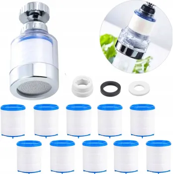 Filtrace vody Otočný filtr na vodovodní kohoutek odstraňuje nečistoty a kovy + 10 filtrů