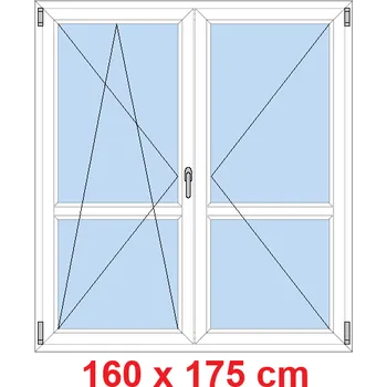 Okno Soft Dvoukřídlé balkonové dveře s příčkou 160x175 cm, otevíravé a sklopné