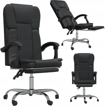 ČERNÁ OTOČNÁ NASTAVITELNÁ SKLÁDACÍ KANCELÁŘSKÁ ŽIDLE KŘESLO UMĚLÁ KŮŽE