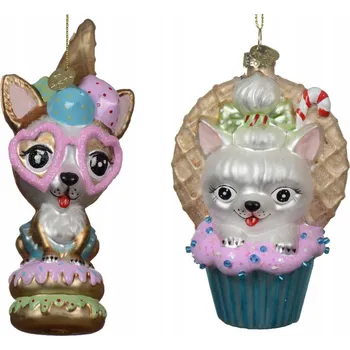 Vánoční dekorace Vánoční Koule Sladký PEJSEK PES Sladkosti na vánoční stromeček 13 cm