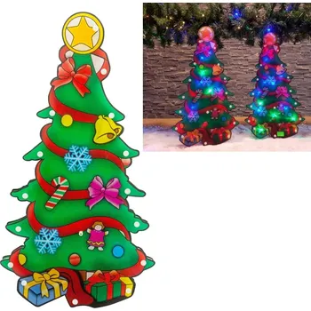 Vánoční dekorace VÁNOČNÍ LED DEKORACE NA OKNO - STROMEČEK S DÁRKY 25,5x15 cm