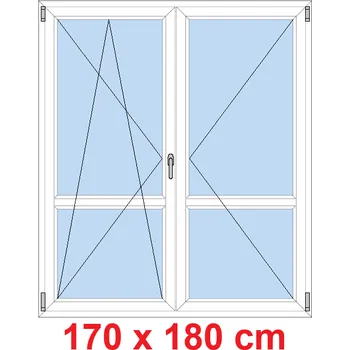 Okno Soft Dvoukřídlé balkonové dveře s příčkou 170x180 cm, otevíravé a sklopné