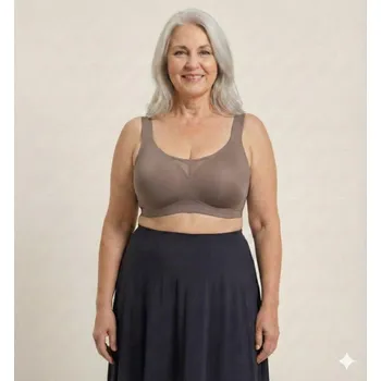 Podprsenka Dámská bezešvá podprsenka bez kostic L–6XL – hněfá Velikost: 6XL bez kostic, široká ramínka, vel. L–6XL