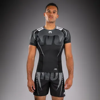 Rashguard Pánský rashguard Venum Adrenaline - krátké rukávy - Black/Silver Grey Velikost: XXL
