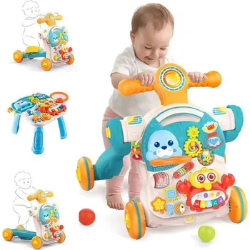 Chodítko pro seniory Interaktivní chodítko odrážedlo vozítko stoleček 4v1 pro nejmenší