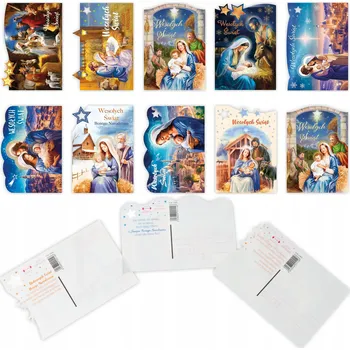 Vánoční přání pohlednice s náboženskými motivy 10 ks