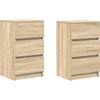 Noční stolek Noční stolky dub sonoma 39 x 35 x 65 cm, 3 zásuvky, 2 kusy