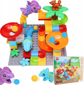 ostatní stavebnice STAVEBNÍ STAVEBNICE KULIČKOVÁ DRÁHA 55 DÍLŮ DINO PARK S DINOSAURY A KOŤÁTKY