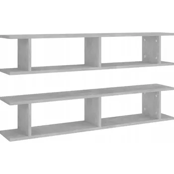 police Sada 2 šedých nástěnných polic 105 x 18 x 20 cm