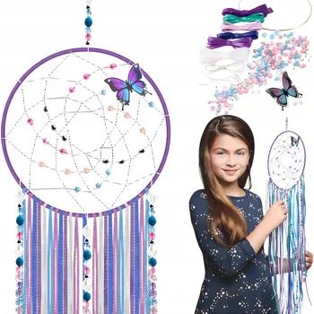 kreativní sada MAKRAMÉ LAPAČ SNŮ MOTÝLCI KREATIVNÍ SADA DIY DREAMCATCHER DÁREK